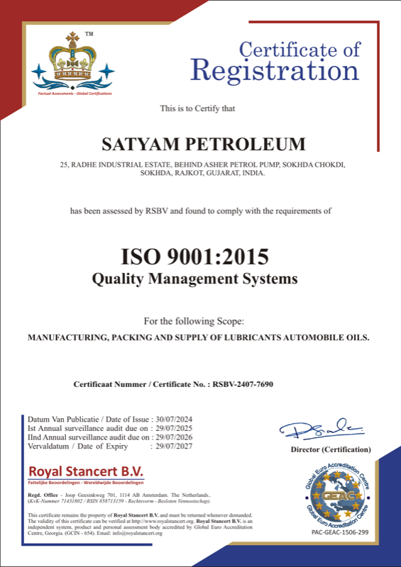 ISO 9001:2015 Certificate — Royal Stancert B.V.